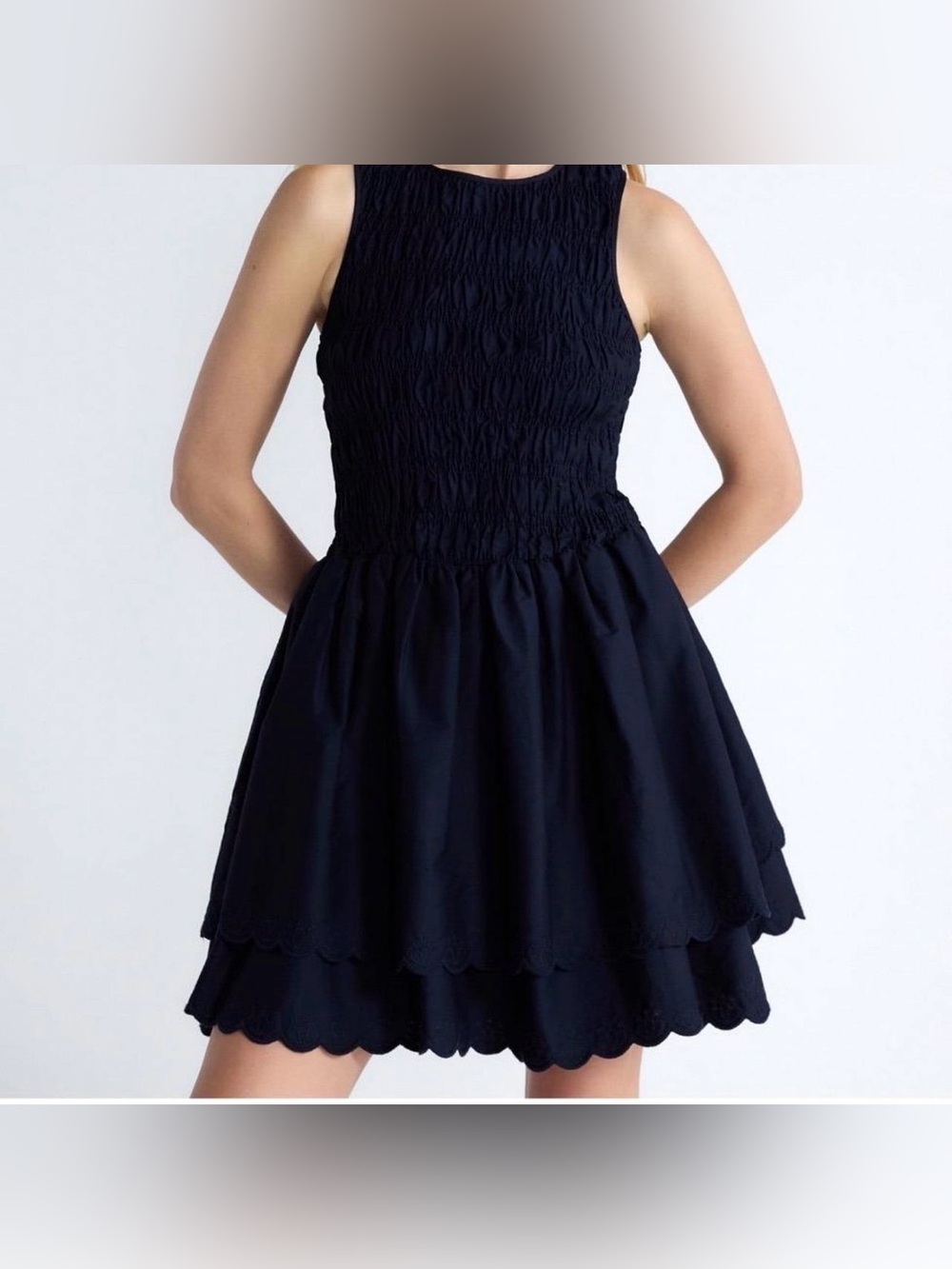 Free Assembly Women’s Smocked Cotton Sleeveless Mini Dress